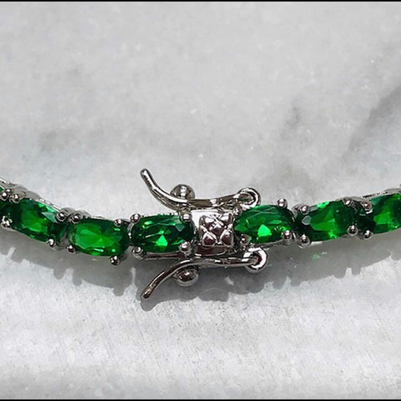 Emerald CZ Ovals Tennis Bracelet, NWT - Picture 2 of 6